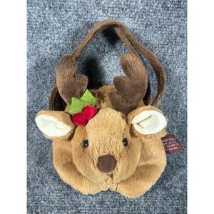 Bearington Collection Reindeer Plush Handbag Christmas Holiday Deer Purse Brown